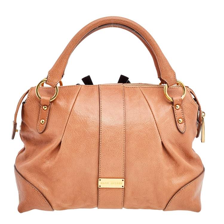 Pre Owned Marc Jacobs Brown Leather Crystal Embellished Satchel