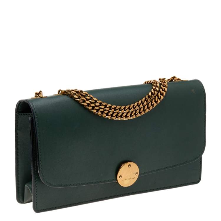 Pre Owned Marc Jacobs Dark Green Leather Big Trouble Shoulder Bag