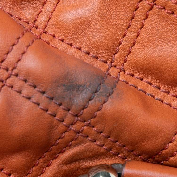 Pre Owned Marc Jacobs Orange Quilted Leather Stam Satchel