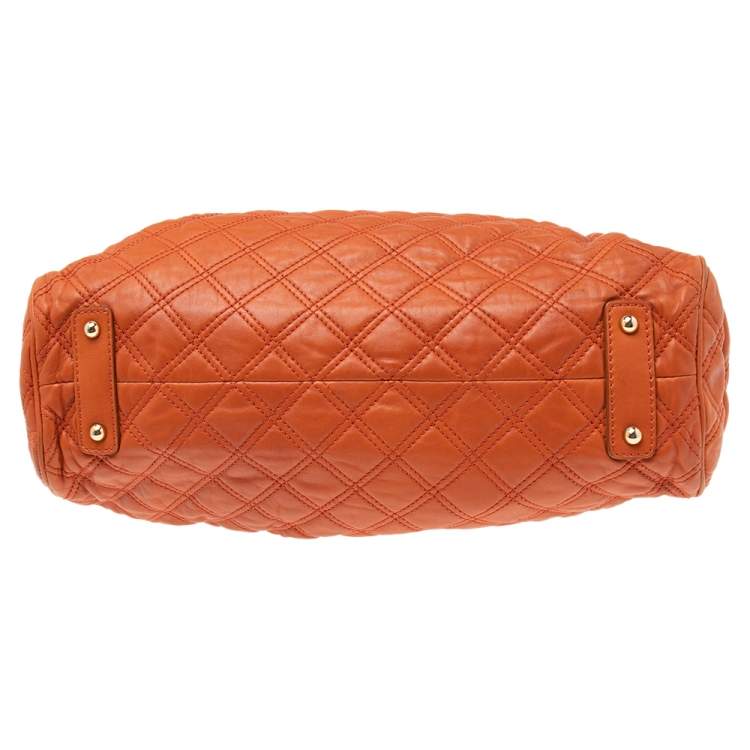 Pre Owned Marc Jacobs Orange Quilted Leather Stam Satchel