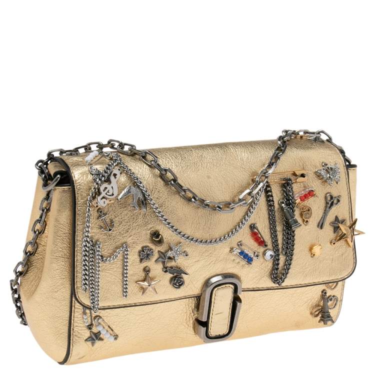 Pre Owned Marc Jacobs Gold Leather Charms And Trinket Crossbody Bag
