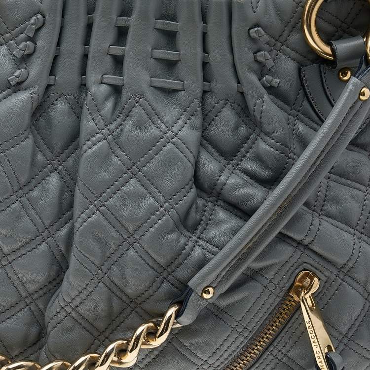 Pre Owned Marc Jacobs Grey Quilted Leather Cecilia Satchel