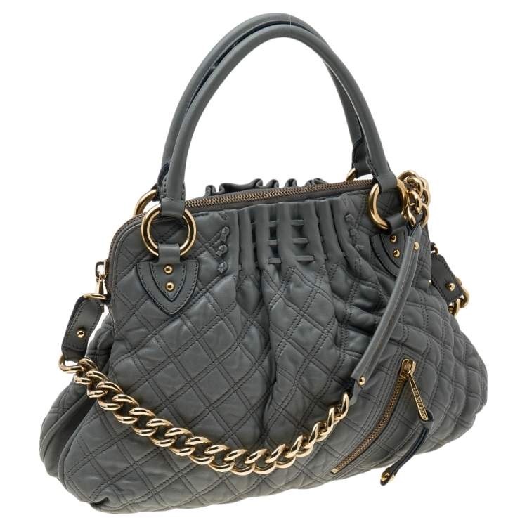 Pre Owned Marc Jacobs Grey Quilted Leather Cecilia Satchel