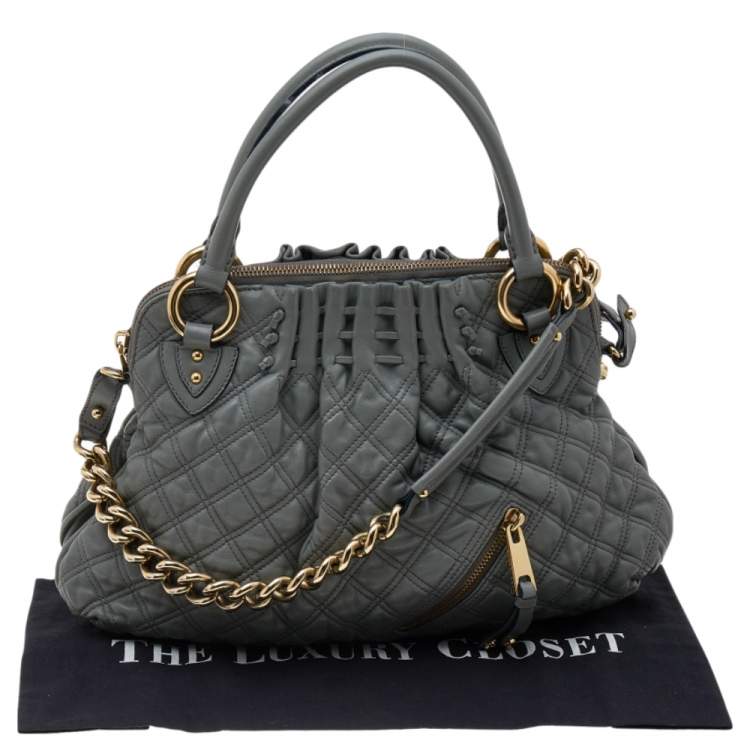 Pre Owned Marc Jacobs Grey Quilted Leather Cecilia Satchel