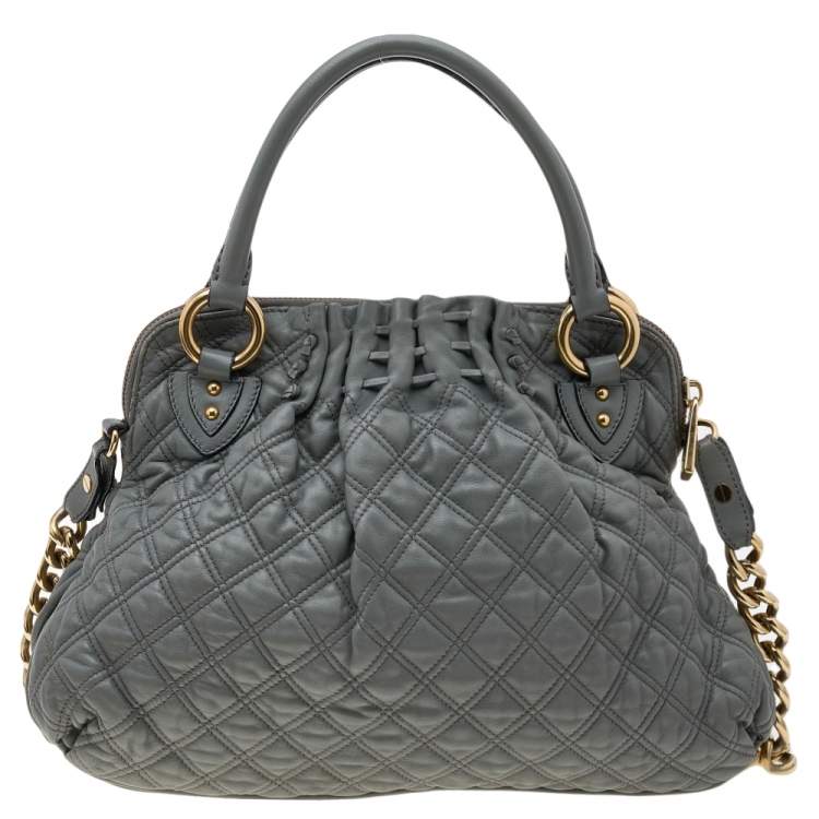 Pre Owned Marc Jacobs Grey Quilted Leather Cecilia Satchel