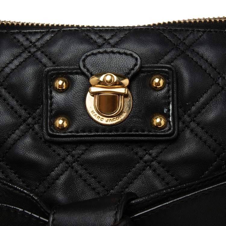 Pre Owned Marc Jacobs Black Leather Kari Satchel