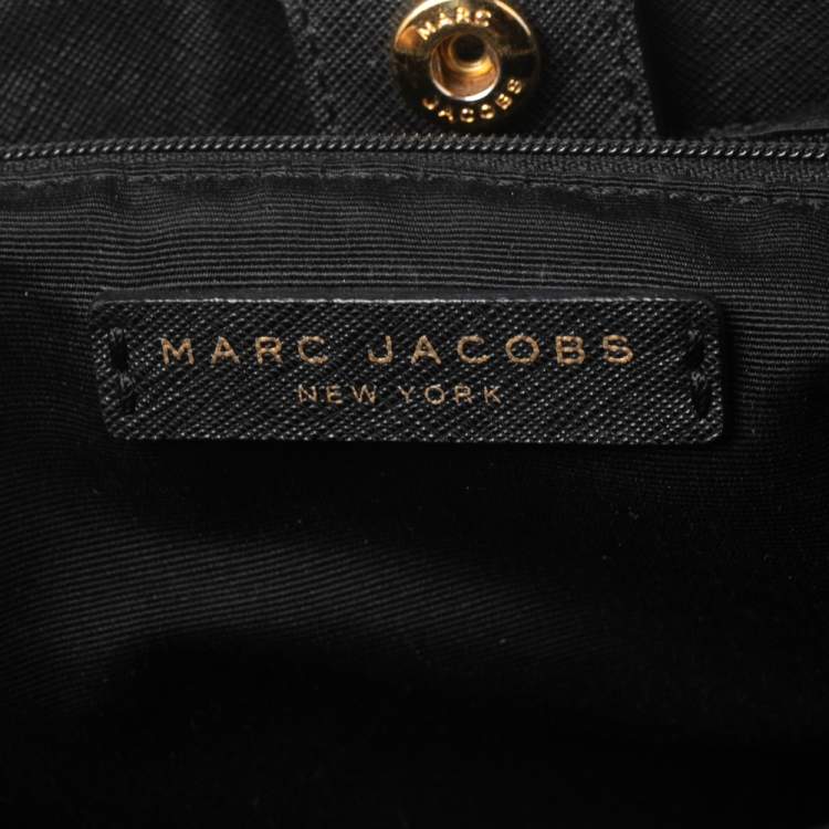 Pre Owned Marc Jacobs Black Saffiano Leather Front Pocket Tote