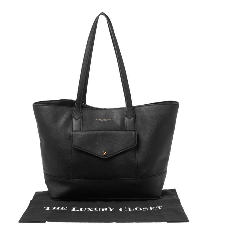 Pre Owned Marc Jacobs Black Saffiano Leather Front Pocket Tote
