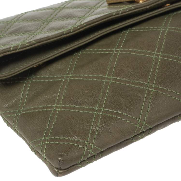 Pre Owned Marc Jacobs Olive Green Quilted Leather Eugenie Clutch
