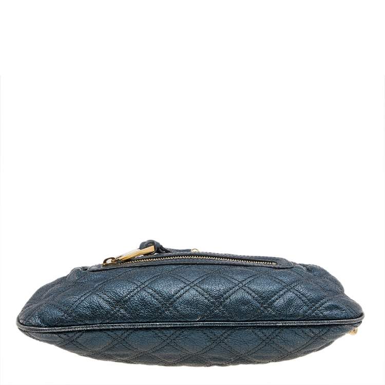 Pre Owned Marc Jacobs Metallic Blue Quilted Leather Little Stam Shoulder Bag