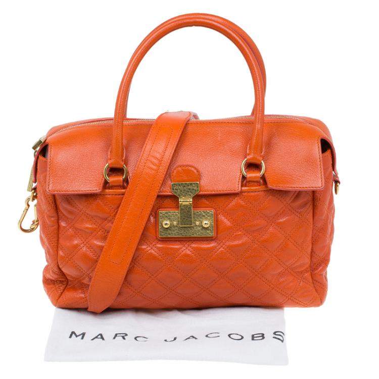 Pre Owned Marc Jacobs Orange Quilted Leather Rudi Satchel