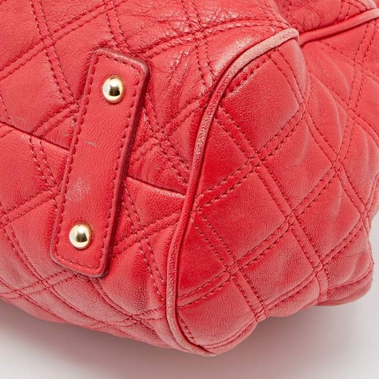 Pre Owned Marc Jacobs Red Quilted Leather Stam Satchel