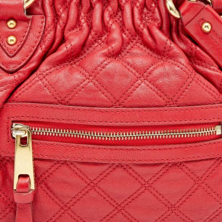 Pre Owned Marc Jacobs Red Quilted Leather Stam Satchel
