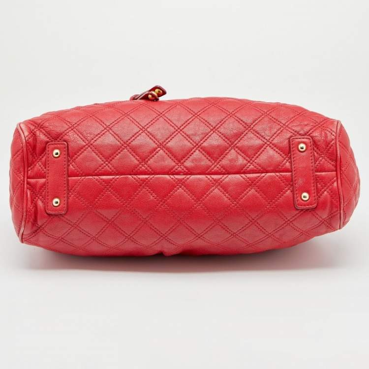 Pre Owned Marc Jacobs Red Quilted Leather Stam Satchel