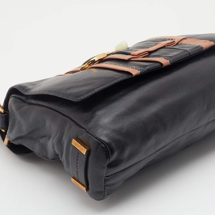 Pre Owned Marc Jacobs Black Leather Safety Pin Shoulder Bag