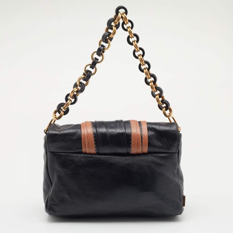 Pre Owned Marc Jacobs Black Leather Safety Pin Shoulder Bag
