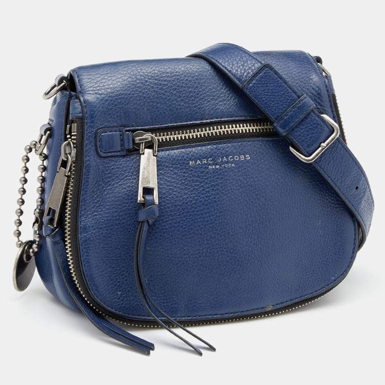 مملوكة مسبقًا Marc Jacobs Blue Leather Recruit Nomad Saddle Shoulder Bag