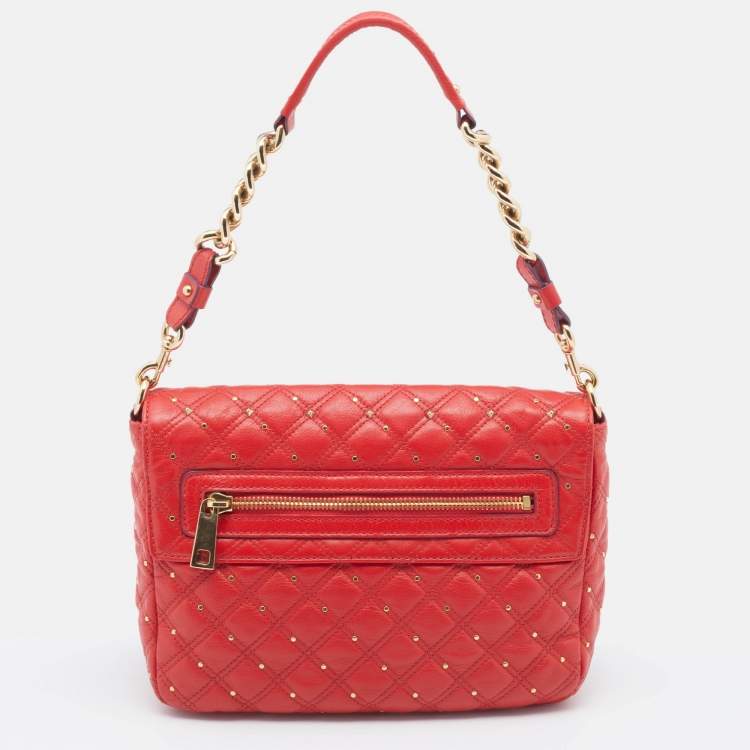 Pre Owned Marc Jacobs Red Leather Stardust Beat Shoulder Bag