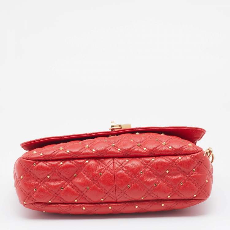 Pre Owned Marc Jacobs Red Leather Stardust Beat Shoulder Bag