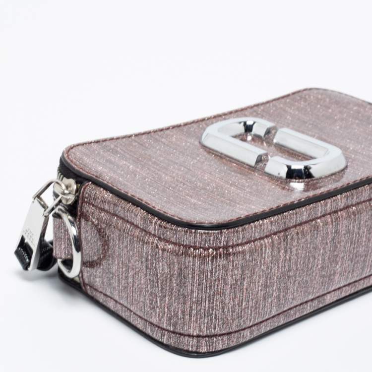 Pre Owned Marc Jacobs Pink Glitter Patent Leather Snapshot Camera Crossbody Bag
