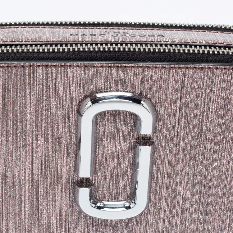 Pre Owned Marc Jacobs Pink Glitter Patent Leather Snapshot Camera Crossbody Bag