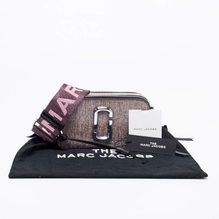 Pre Owned Marc Jacobs Pink Glitter Patent Leather Snapshot Camera Crossbody Bag