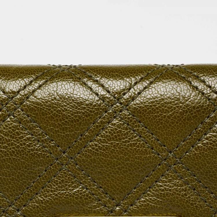 Pre Owned Marc Jacobs Olive Green Quilted Leather Eugenie Chain Clutch