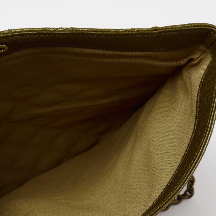 Pre Owned Marc Jacobs Olive Green Quilted Leather Eugenie Chain Clutch