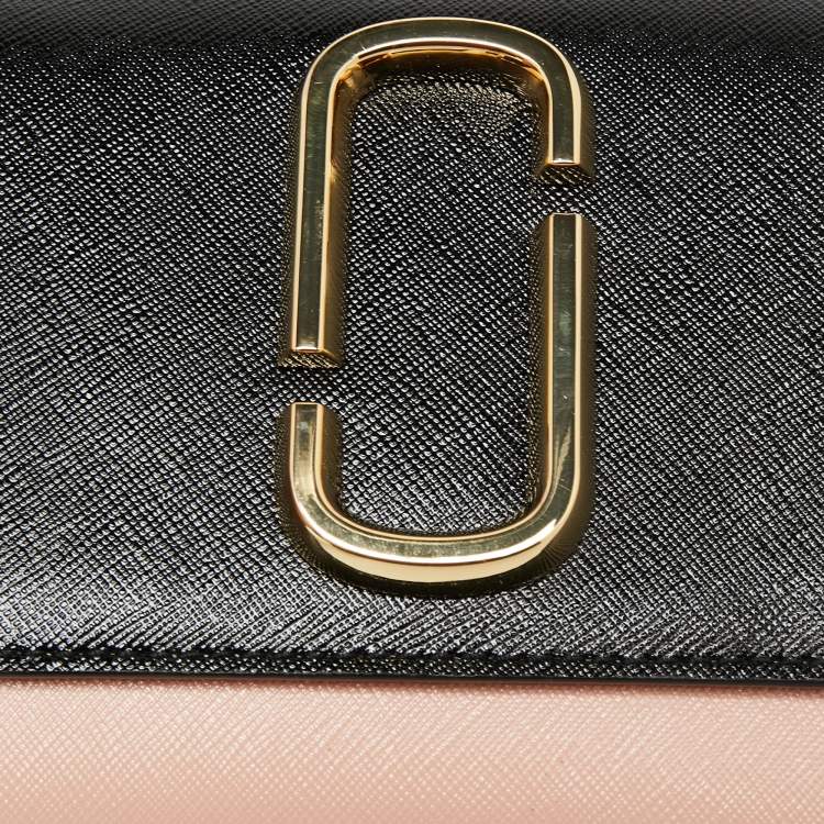 Pre Owned Marc Jacbos Pink/Black Leather Snapshot Wallet On Chain