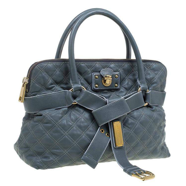 Pre Owned Marc Jacobs Grey Quilted Leather Bruna Belted Tote