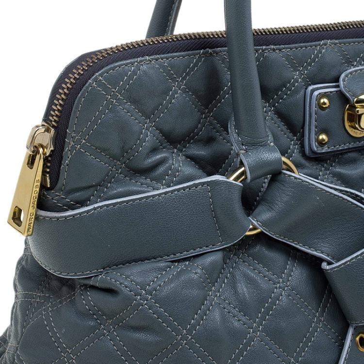 Pre Owned Marc Jacobs Grey Quilted Leather Bruna Belted Tote