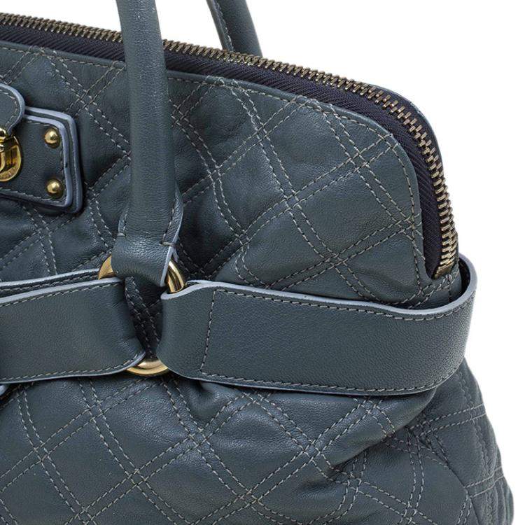 Pre Owned Marc Jacobs Grey Quilted Leather Bruna Belted Tote