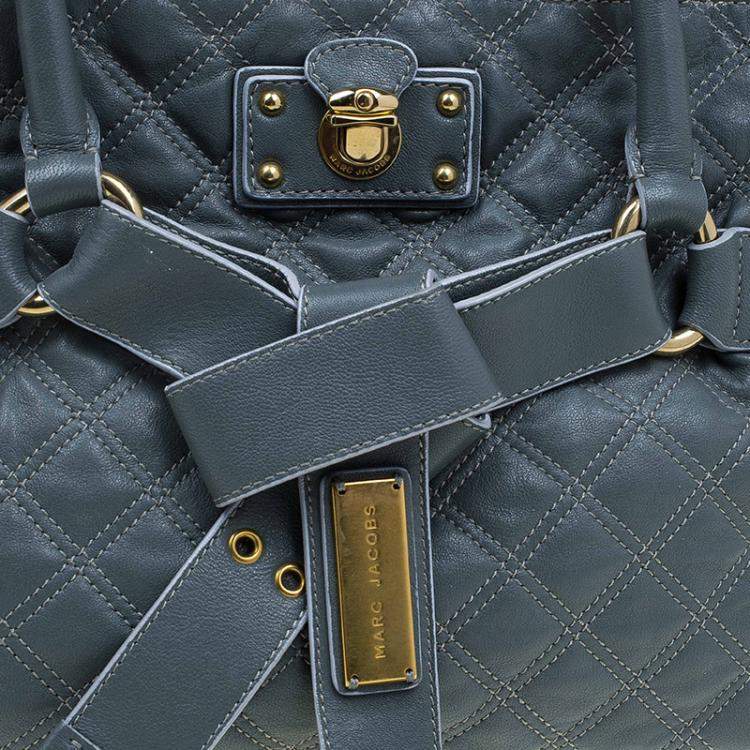Pre Owned Marc Jacobs Grey Quilted Leather Bruna Belted Tote