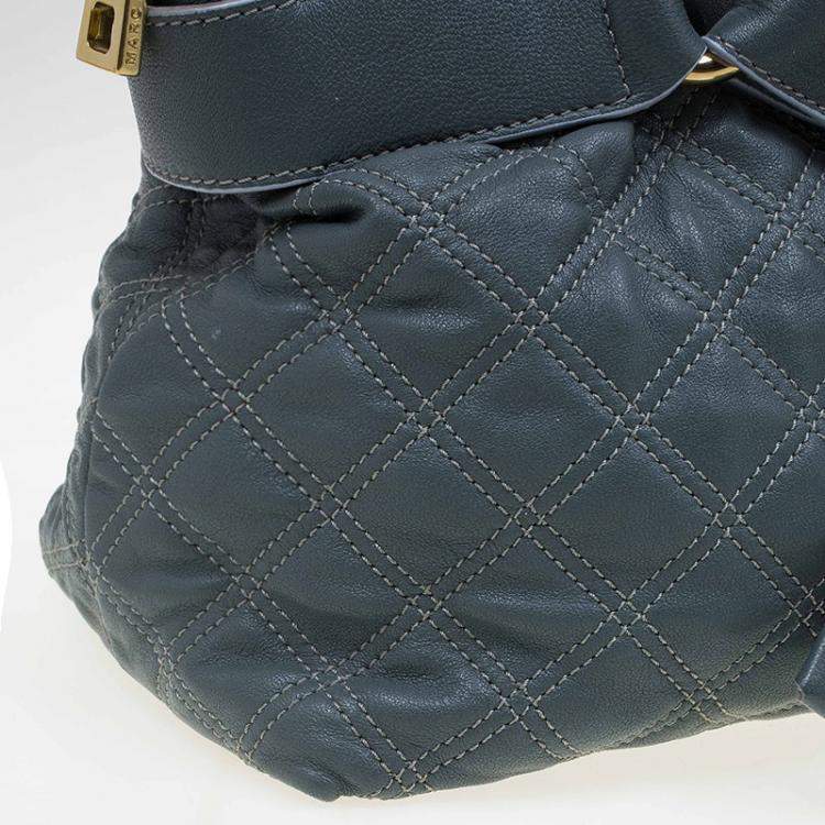 Pre Owned Marc Jacobs Grey Quilted Leather Bruna Belted Tote