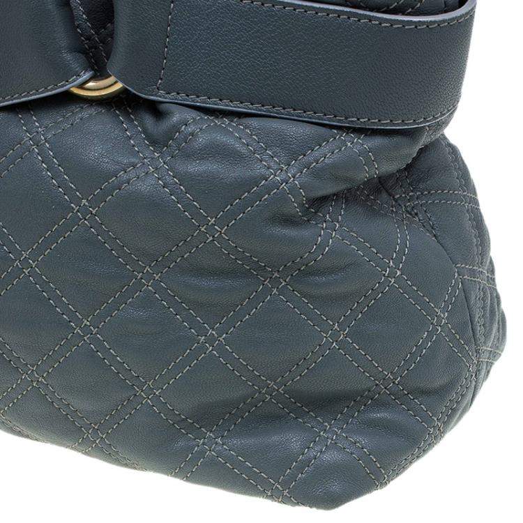 Pre Owned Marc Jacobs Grey Quilted Leather Bruna Belted Tote