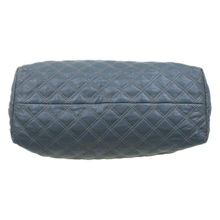Pre Owned Marc Jacobs Grey Quilted Leather Bruna Belted Tote