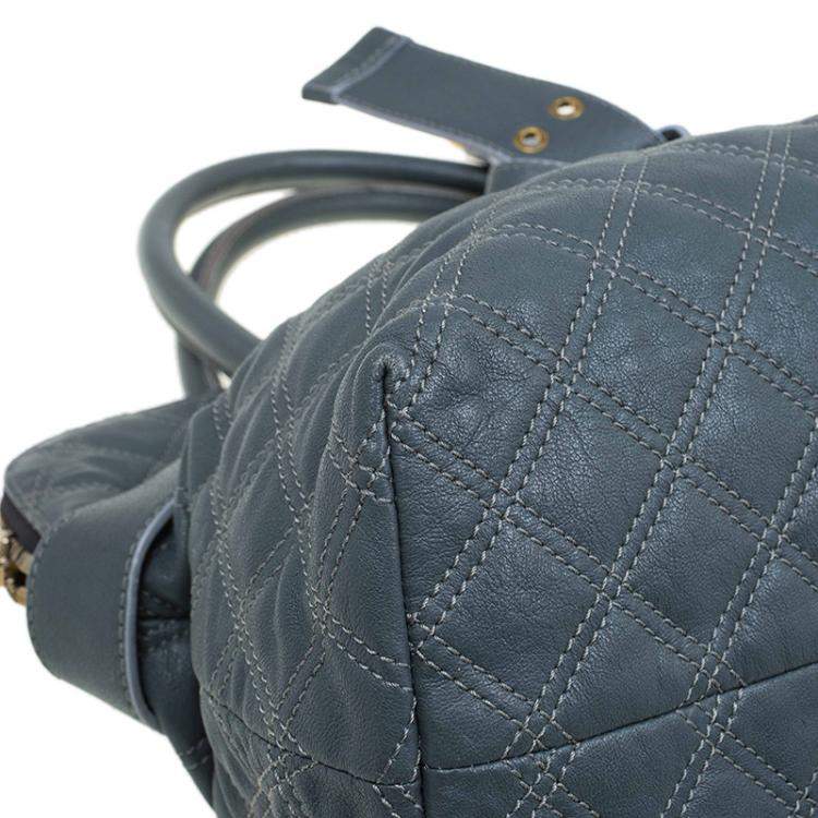 Pre Owned Marc Jacobs Grey Quilted Leather Bruna Belted Tote