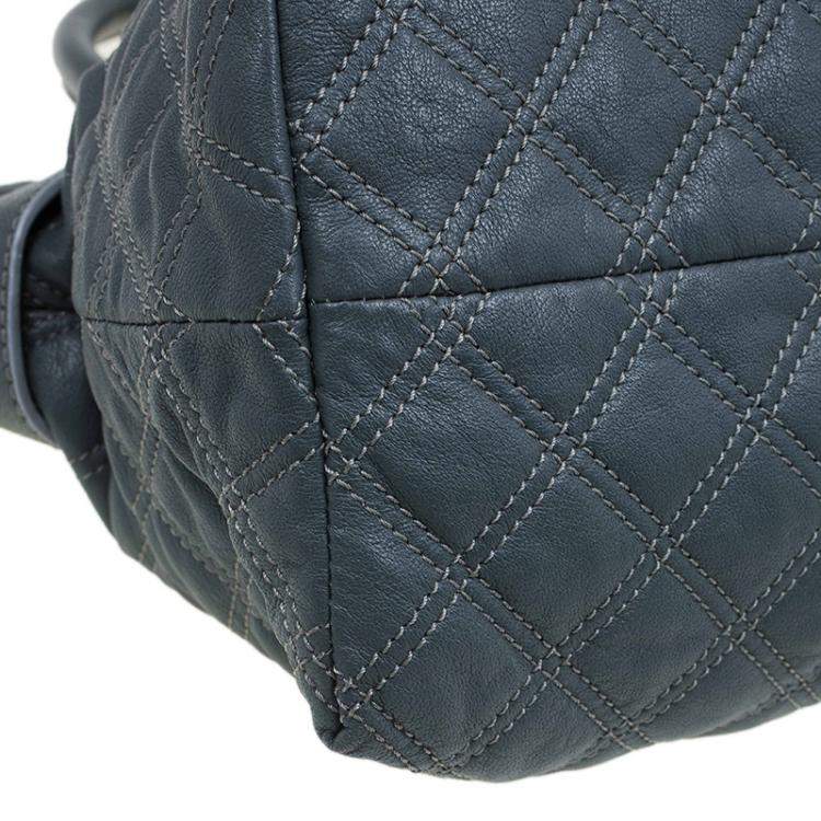 Pre Owned Marc Jacobs Grey Quilted Leather Bruna Belted Tote