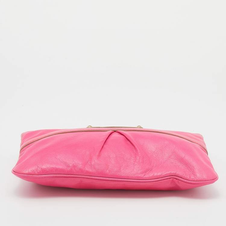 Pre Owned Marc Jacobs Pink Leather Top Zip Clutch