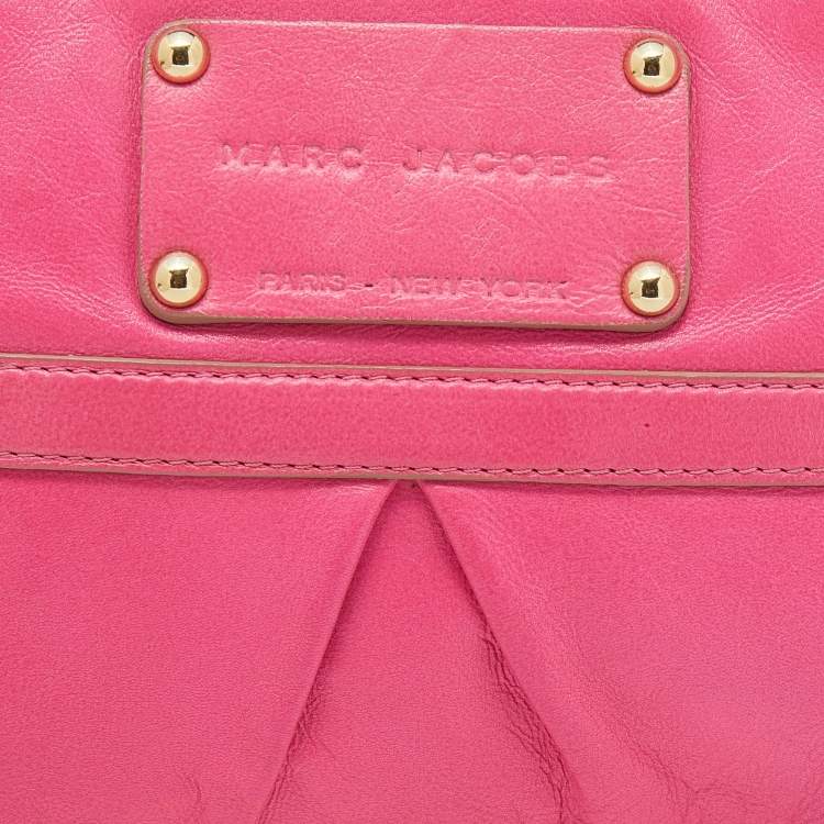 Pre Owned Marc Jacobs Pink Leather Top Zip Clutch