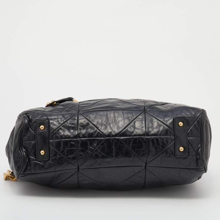 Pre Owned Marc Jacobs Black Quilted Leather Stam Satchel