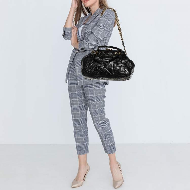 Pre Owned Marc Jacobs Black Quilted Leather Stam Satchel