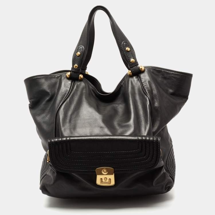 Pre Owned Marc by Marc Jacobs Black Leather Front Pocket Shoulder Bag