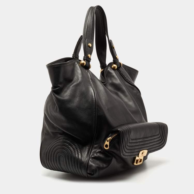 Pre Owned Marc by Marc Jacobs Black Leather Front Pocket Shoulder Bag