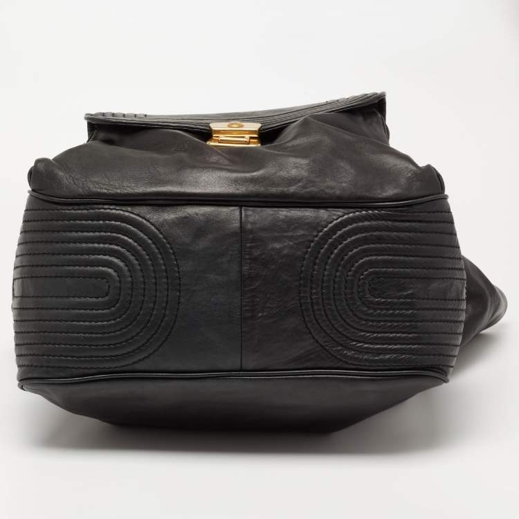 Pre Owned Marc by Marc Jacobs Black Leather Front Pocket Shoulder Bag