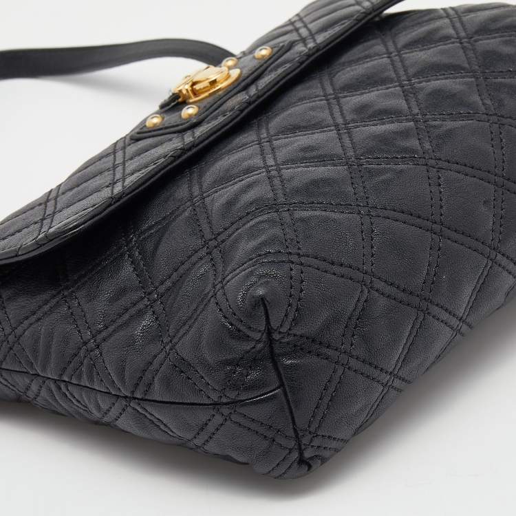 مملوكة مسبقًا Marc Jacobs Black Quilted Leather Flap Chain Shoulder Bag