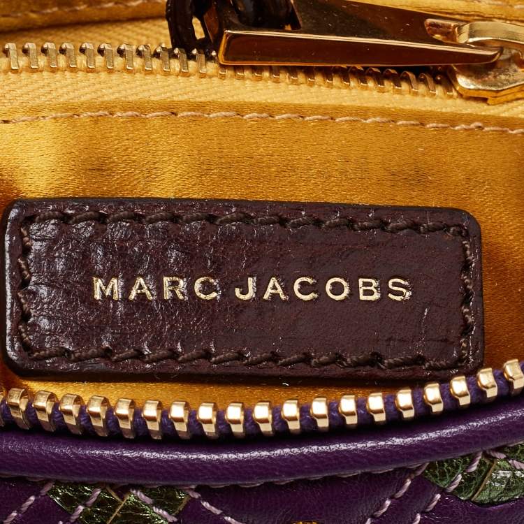 Pre Owned Marc Jacobs Purple Printed Leather Misfit Flap Shoulder Bag