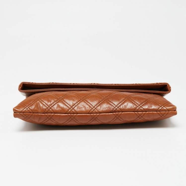 Pre Owned Marc Jacobs Brown Quilted Leather Large Eugenie Clutch