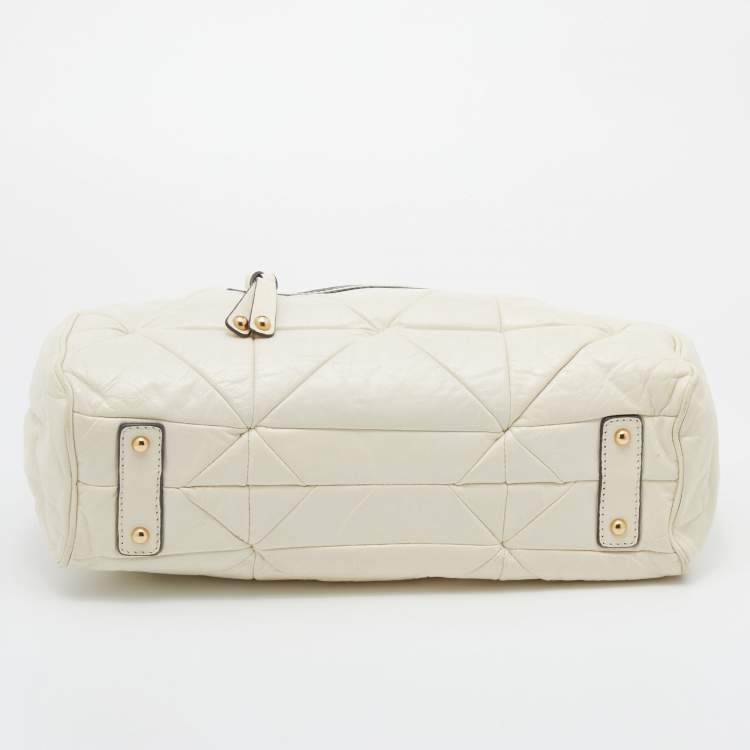 Pre Owned Marc Jacobs Cream Quilted Leather Stam Satchel