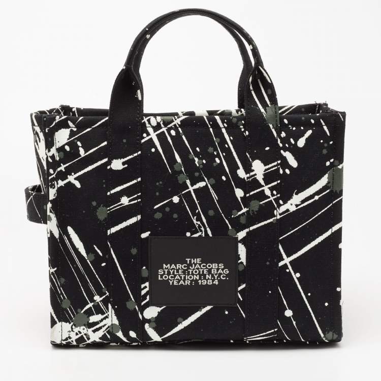 Pre Owned Marc Jacobs Black Canvas Splatter Paint Tote 